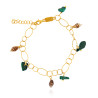 Gold plated Rings Bracelet with Malachite