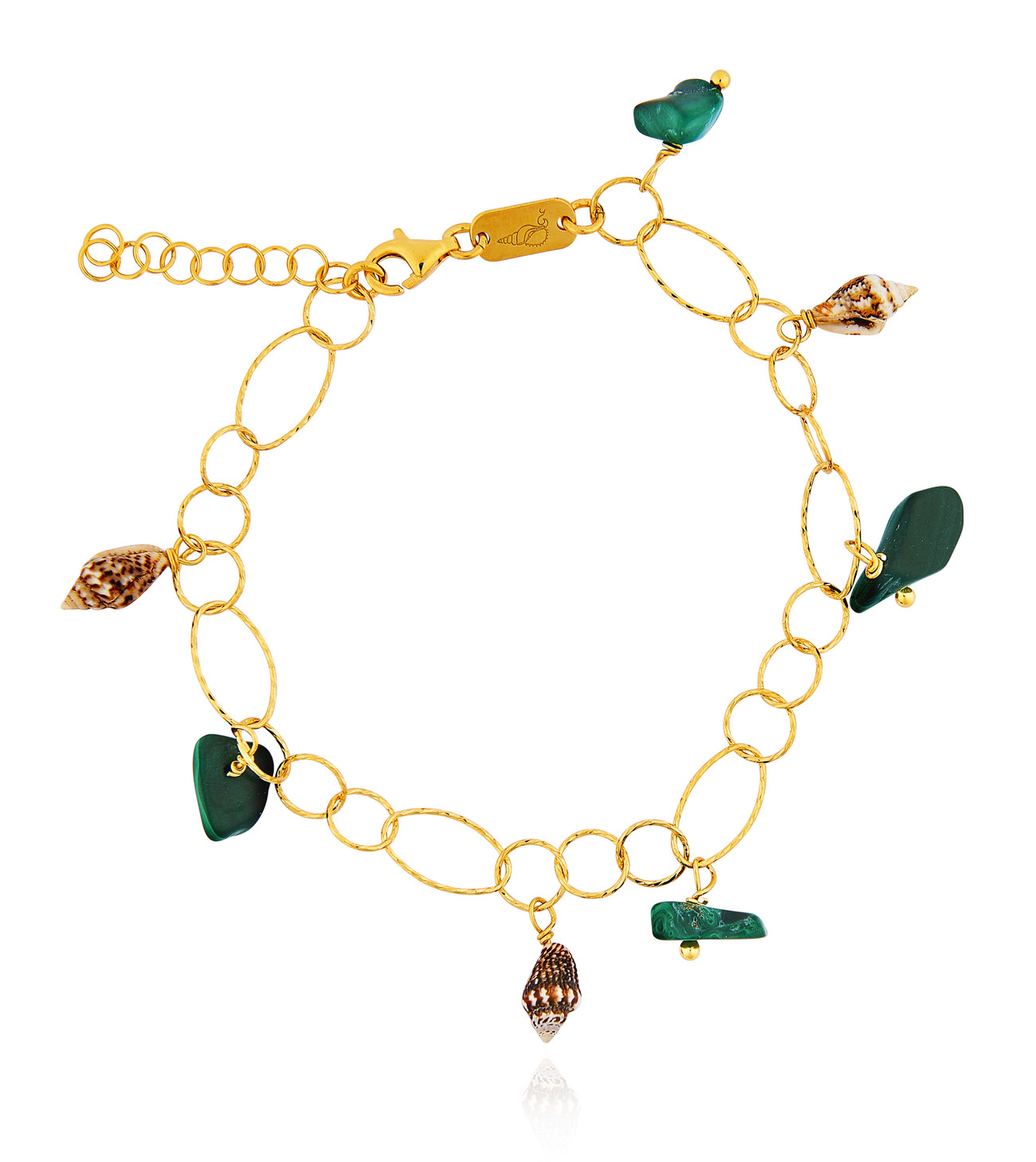 Gold plated Rings Bracelet with Malachite