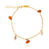 Gold plated Figaro Anklet with Amber