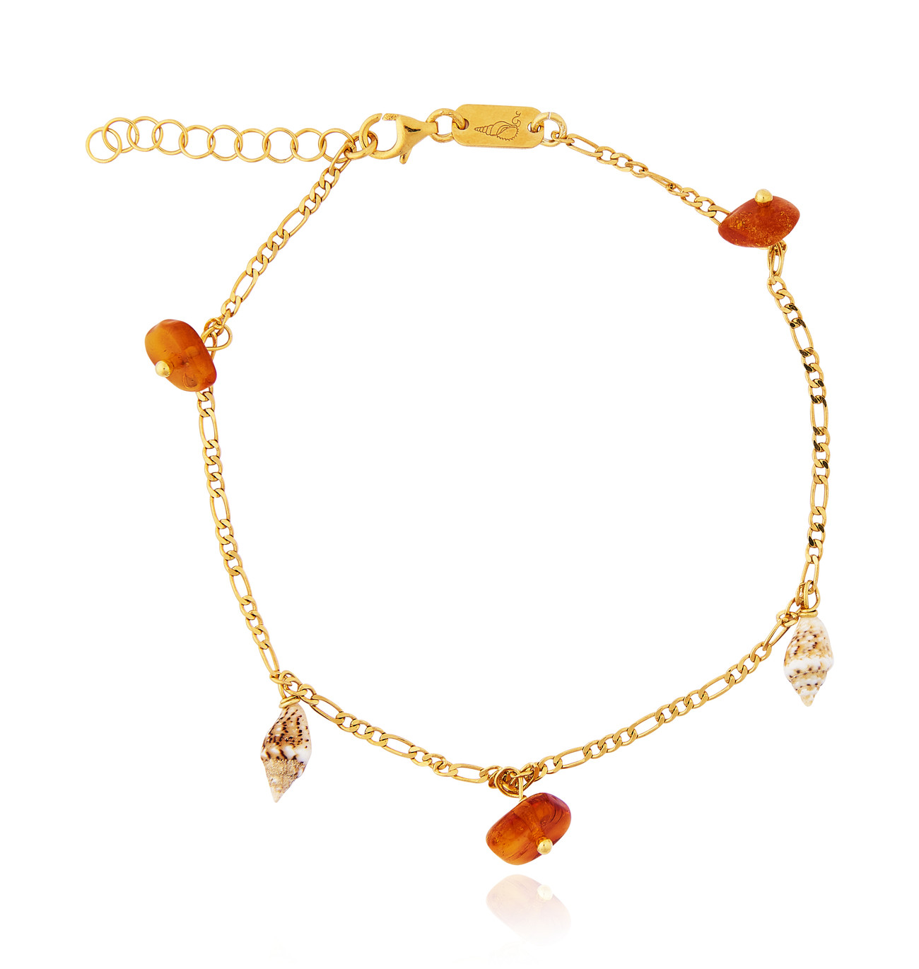 Gold plated Figaro Anklet with Amber