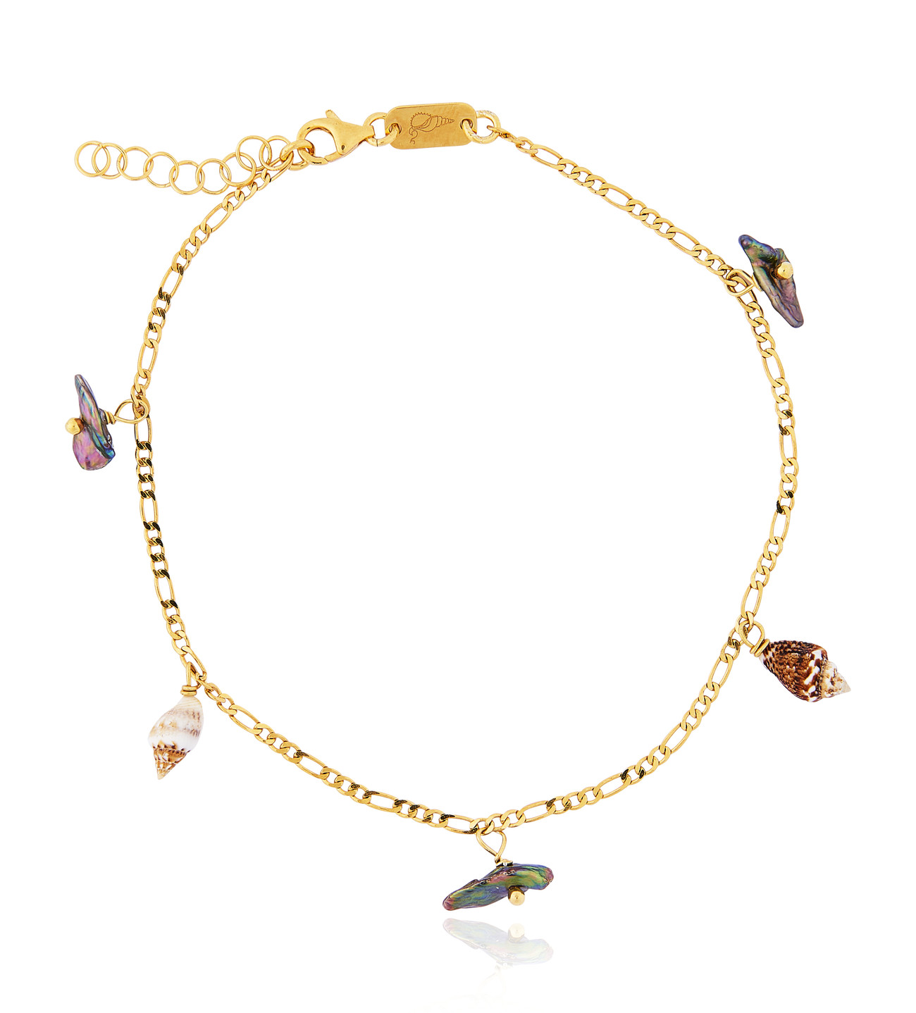 Gold plated Figaro Anklet with Black Keshi  Pearls