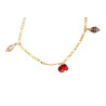 Gold plated Figaro Anklet with Coral