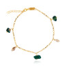 Gold plated Figaro Anklet with Green Agate