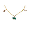 Gold plated Figaro Anklet with Green Agate