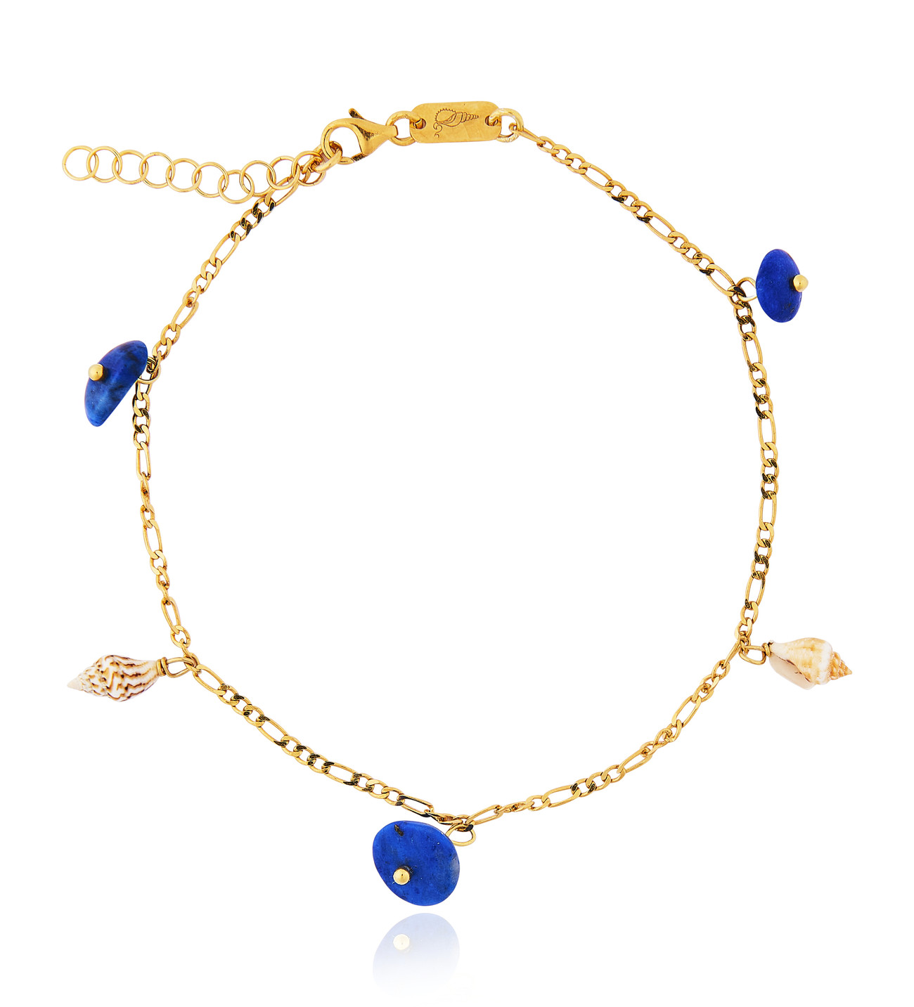 Gold plated Figaro Anklet with Lapis Lazuli