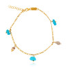 Gold plated Figaro Anklet with Turquoise