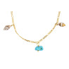 Gold plated Figaro Anklet with Turquoise