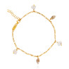 Gold plated Figaro Anklet with White Keshi  Pearls