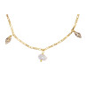 Gold plated Figaro Anklet with White Keshi  Pearls