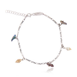 Silver Figaro Anklet with...