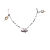 Silver Figaro Anklet with Black Keshi  Pearls