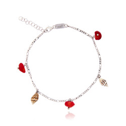 Silver Figaro Anklet with...