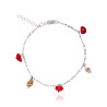 Silver Figaro Anklet with Coral