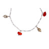 Silver Figaro Anklet with Coral