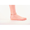 Silver Figaro Anklet with Coral