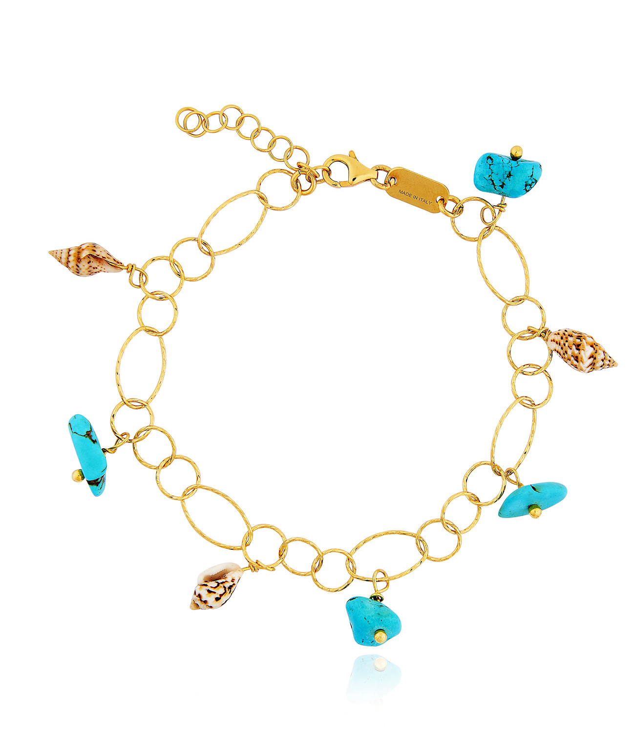 Gold plated Rings Bracelet with Turquoise