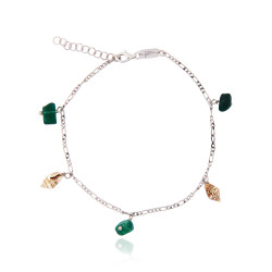 Silver Figaro Anklet with...