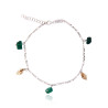 Silver Figaro Anklet with Green Agate