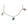 Silver Figaro Anklet with Green Agate