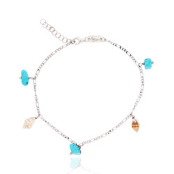 Silver Figaro Anklet with...