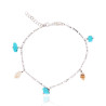 Silver Figaro Anklet with Turquoise