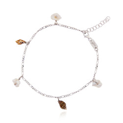 Silver Figaro Anklet with...