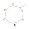 Silver Figaro Anklet with White Keshi  Pearls