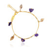 Gold plated Figaro Bracelet with Amethyst