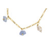 Gold plated Figaro Bracelet with Aquamarine