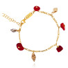 Gold plated Figaro Bracelet with Coral