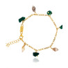 Gold plated Figaro Bracelet with Green Agate