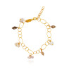 Gold plated Rings Bracelet with White Keshi Pearls