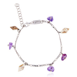 Silver Figaro Bracelet with...