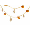 Gold plated Figaro Double Necklace with Amber