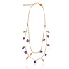 Gold plated Figaro Double Necklace with Amethyst