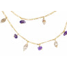 Gold plated Figaro Double Necklace with Amethyst