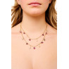 Gold plated Figaro Double Necklace with Amethyst