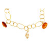 Gold plated Rings Bracelet with Amber