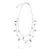 Silver Figaro Double Necklace with White Keshi Pearls