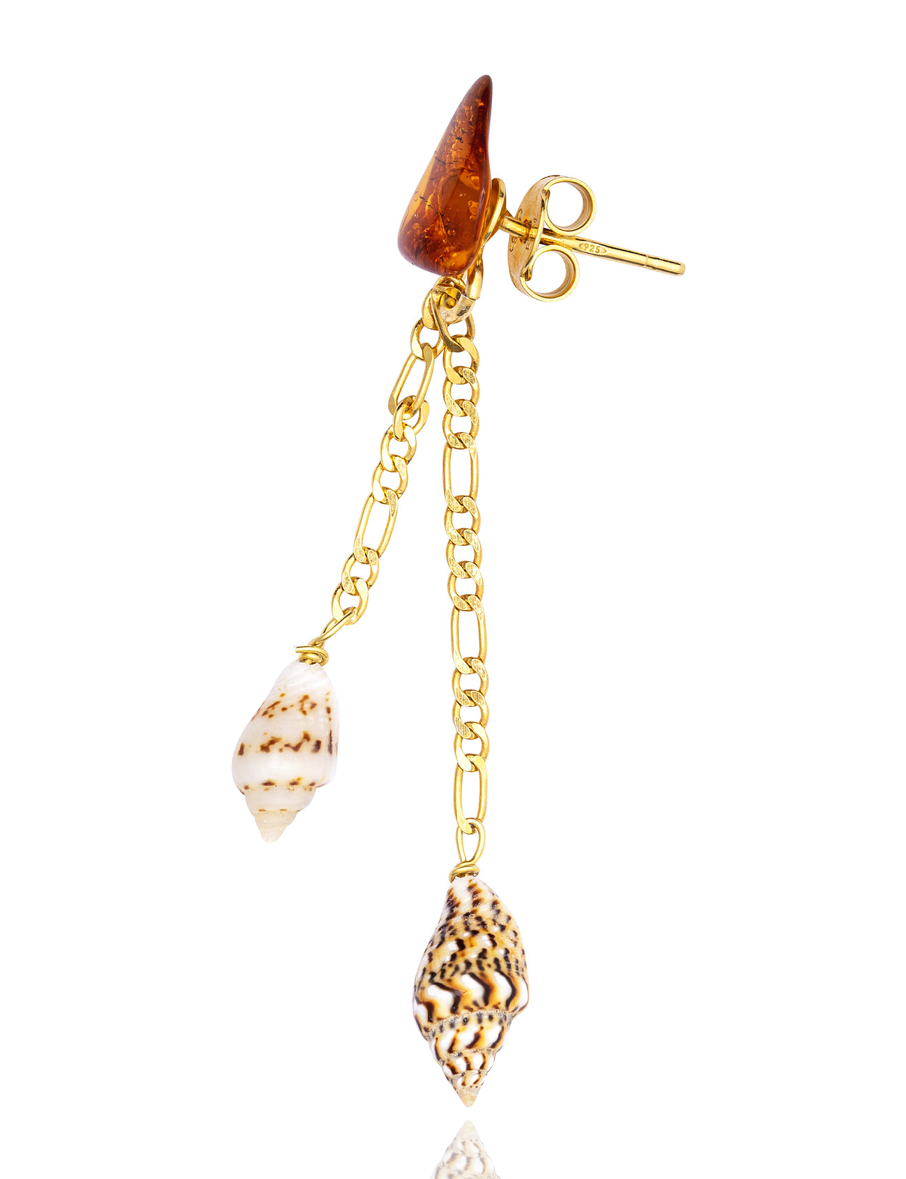 Gold plated Double Drop Earring with Amber