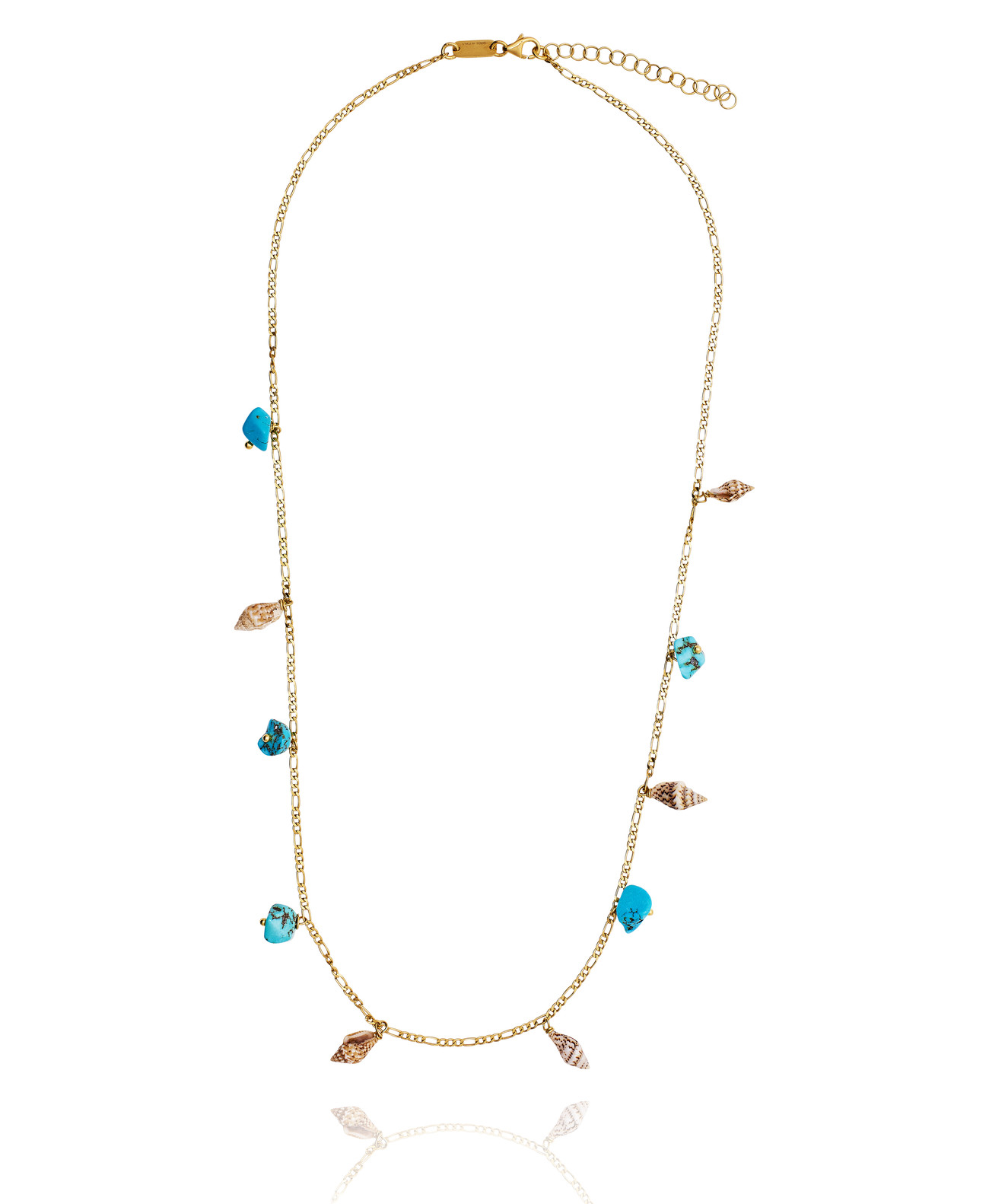 Gold plated Figaro Necklace with Turquoise