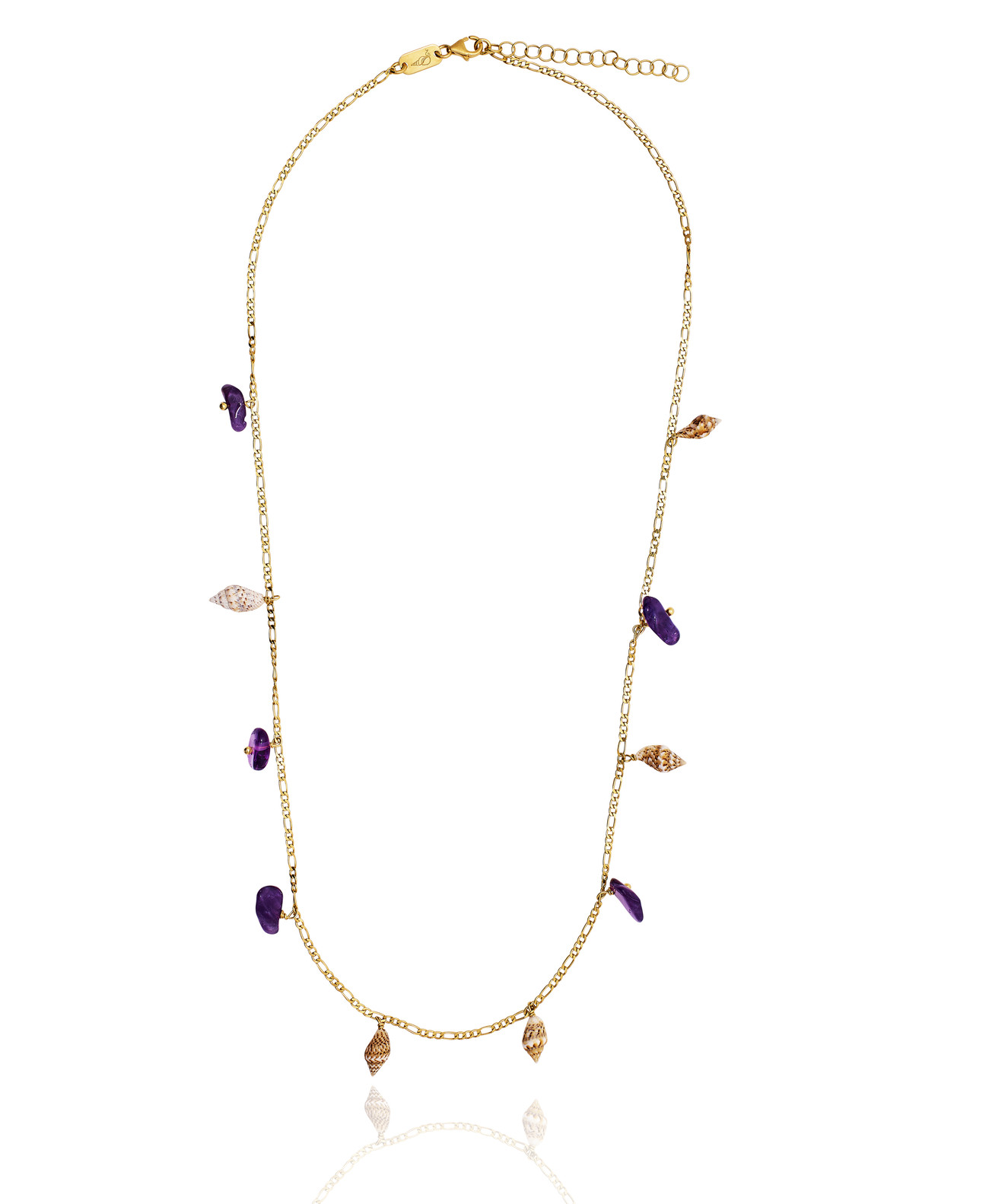 Gold plated Figaro Necklace with Amethyst