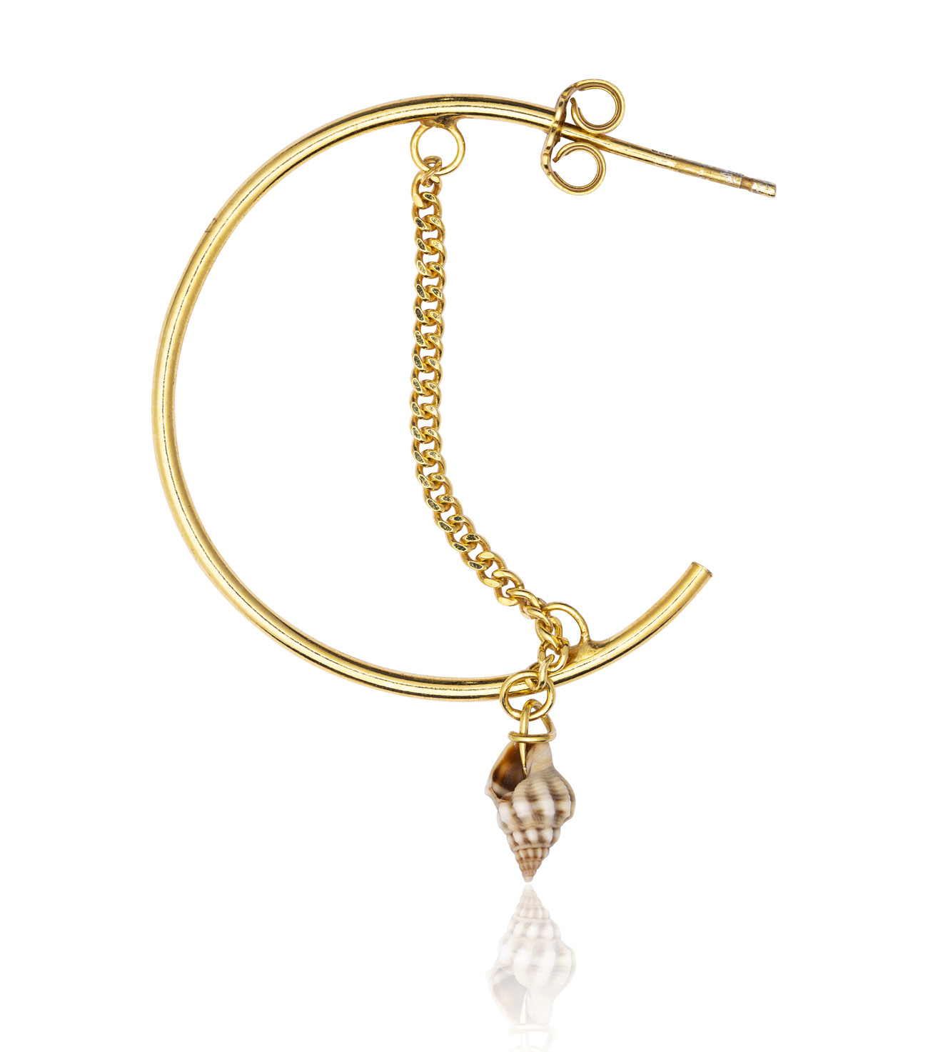 Gold plated Hoop Earring with Seashell