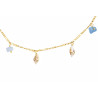 Gold plated Figaro Necklace with Aquamarine