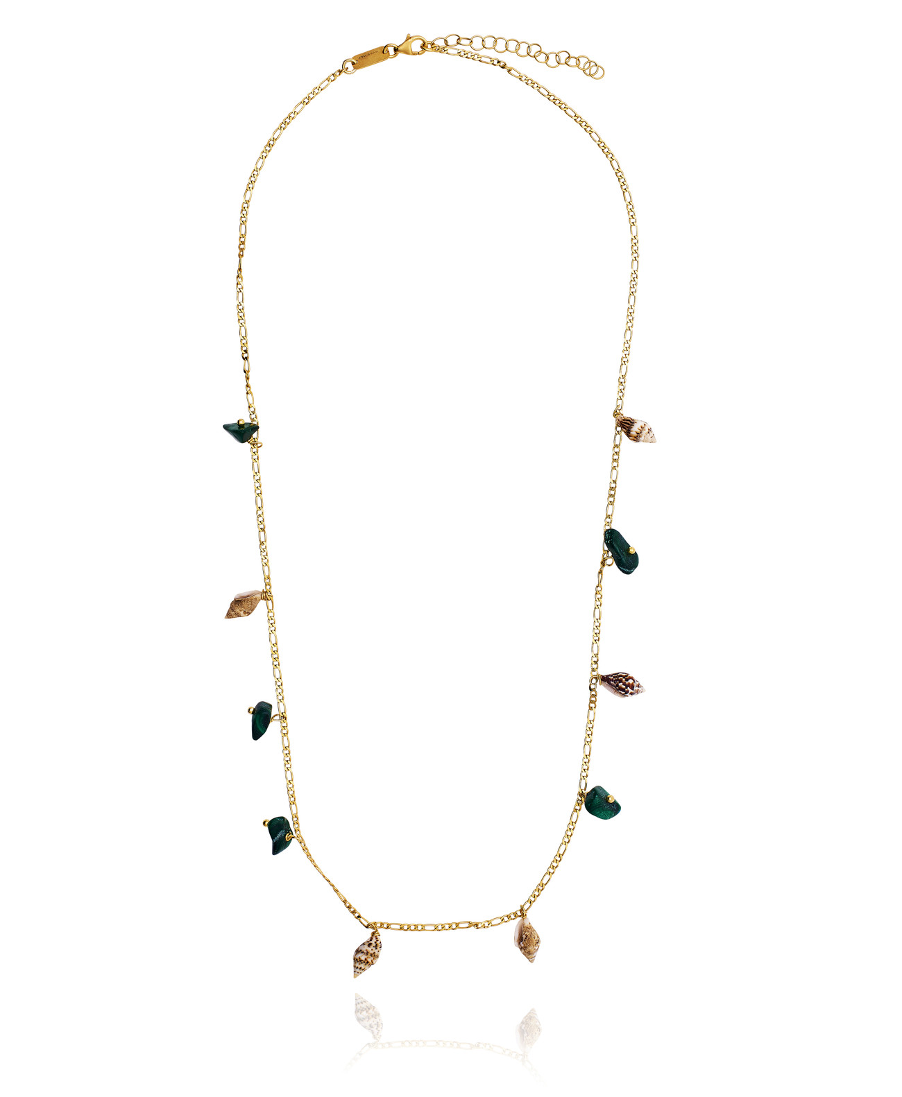 Gold plated Figaro Necklace with Malachite