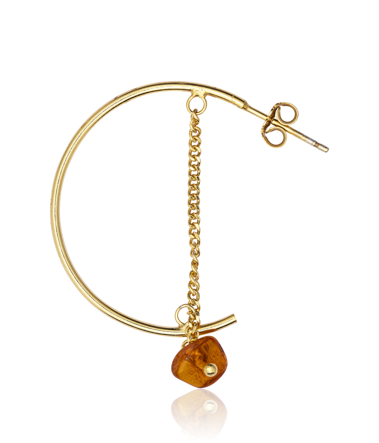 Gold plated Hoop Earring with Amber