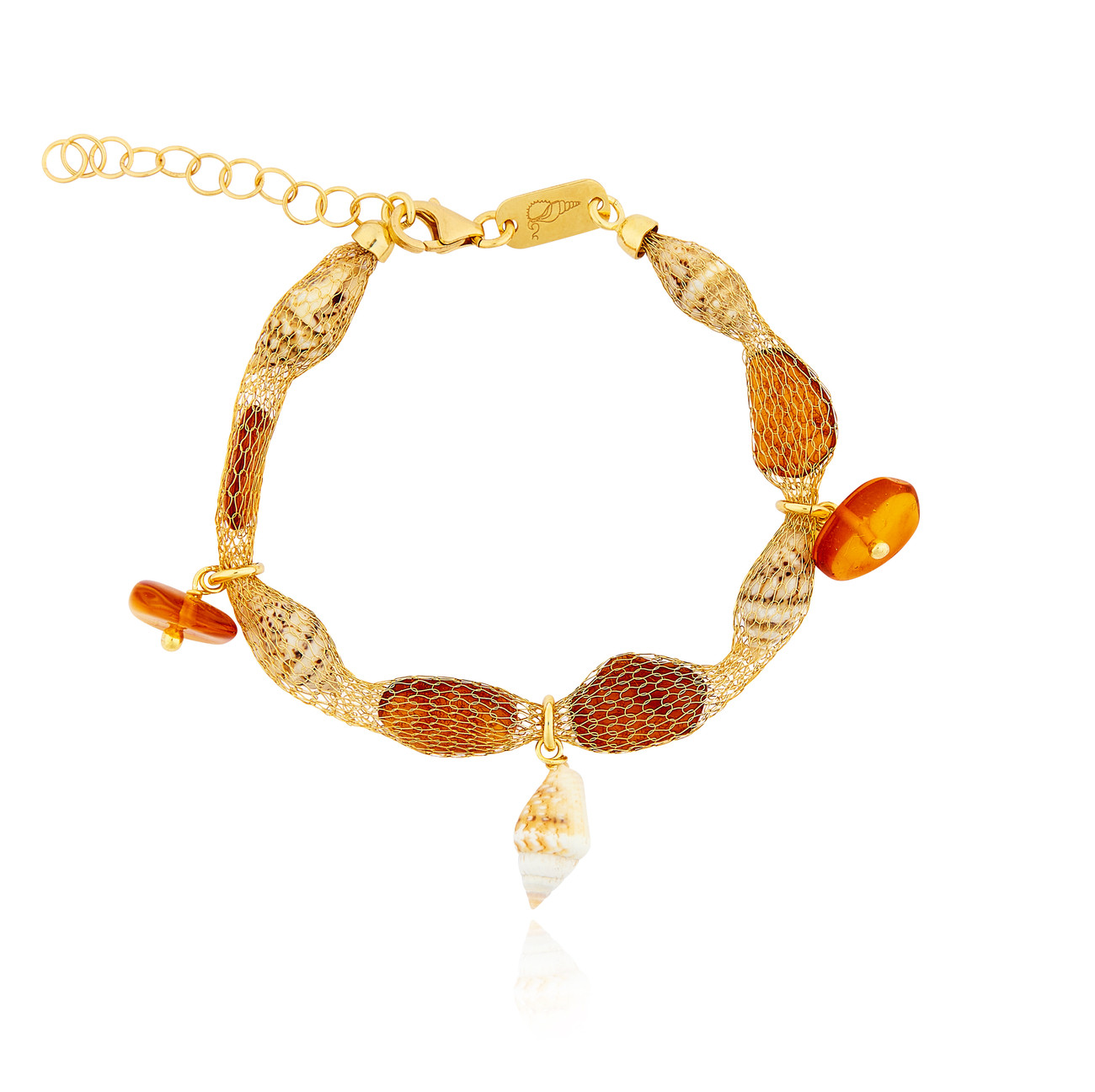 Gold plated Tessuto Bracelet with Amber