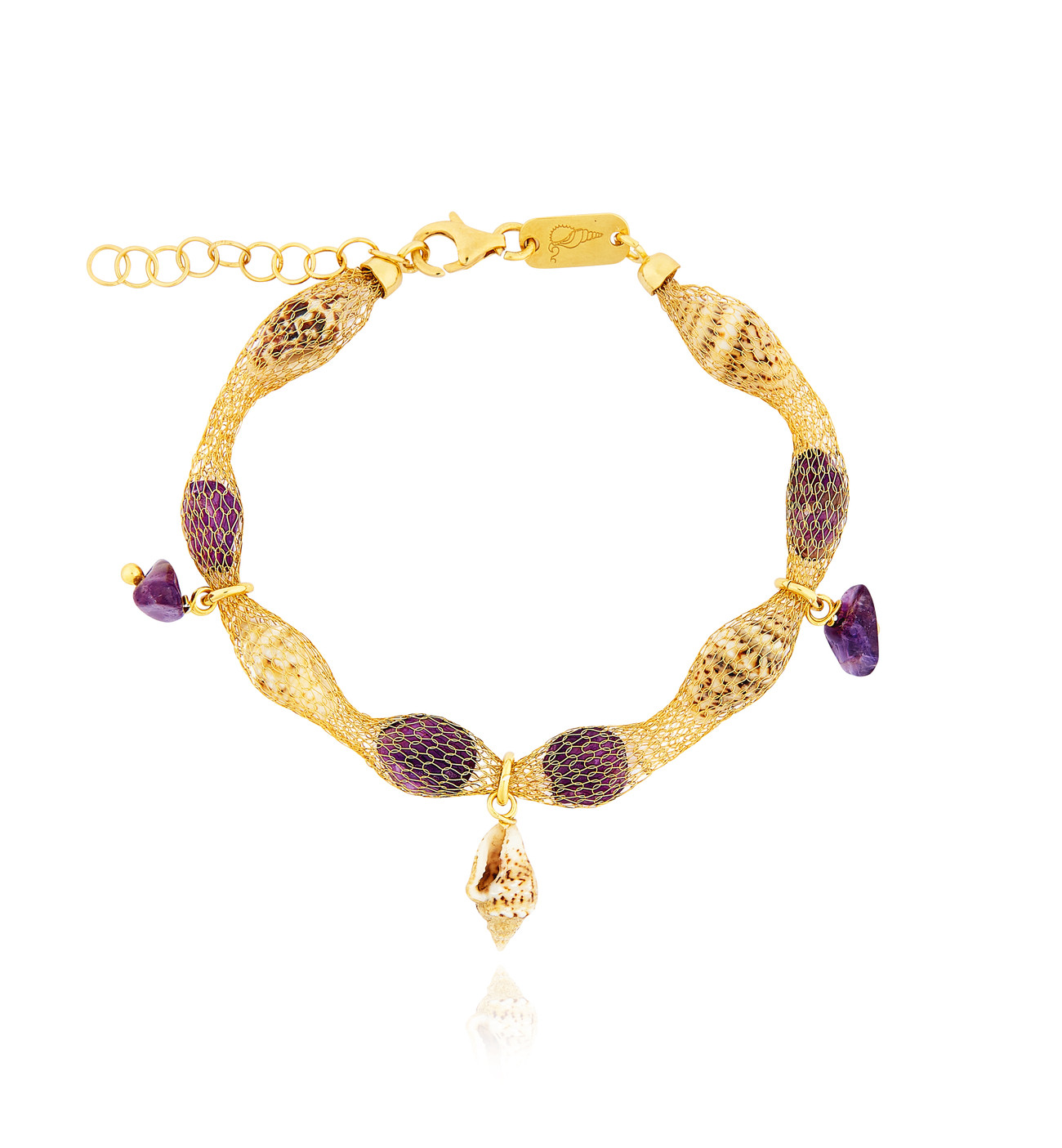 Gold plated Tessuto Bracelet with Amethyst