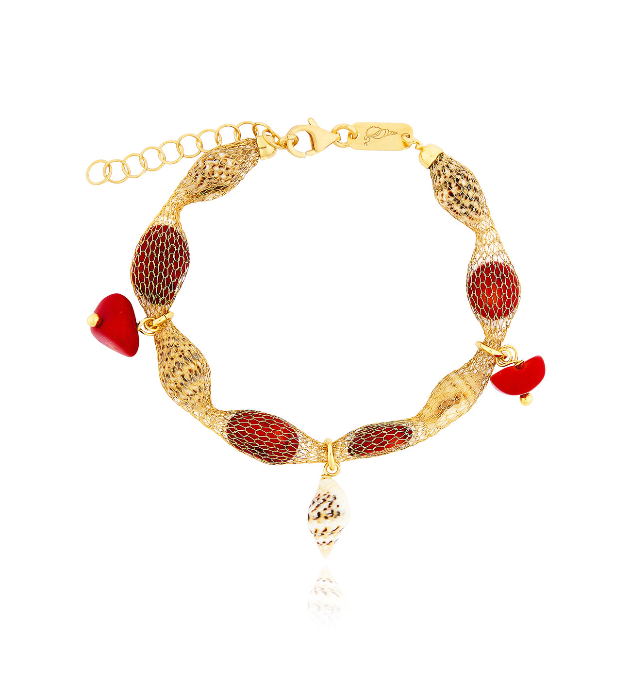 Gold plated Tessuto Bracelet with Coral