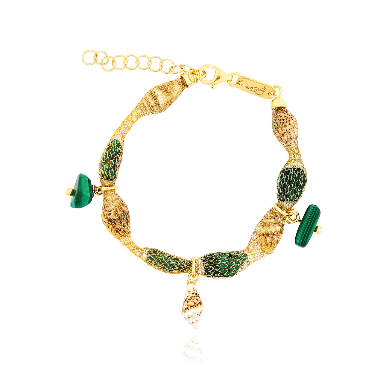 Gold plated Tessuto Bracelet with Malachite